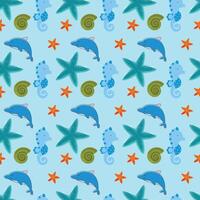 Happy Ocean Blues Seamless Pattern Design vector