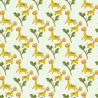 Cute Giraffes Seamless Pattern Design vector