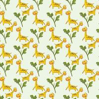 Cute Giraffes Seamless Pattern Design vector