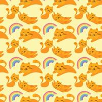 Smiling Cat Seamless Pattern Design vector
