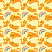 Smiling Cat Seamless Pattern Design vector