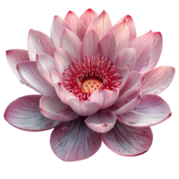 Lotus flower. Sacred lotus flower top view. Indian lotus flower flat lay isolated. Pink lotus flower png