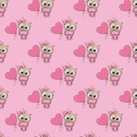 Owls In love Seamless Pattern Design vector
