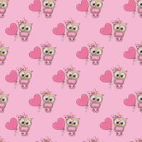 Owls In love Seamless Pattern Design vector