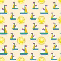 Paper boat goes into sunset Seamless Pattern Design vector