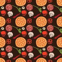 Italian Pizza Variation Seamless Pattern Design vector