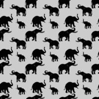 Elephants Silhouette Seamless Pattern Design vector