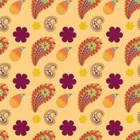 Lovely Autumn Paisleys Seamless Pattern Design vector