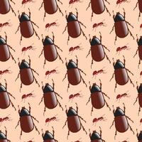 Beetles Seamless Pattern Design vector