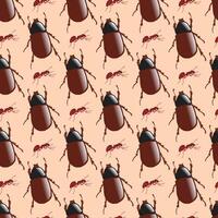 Beetles Seamless Pattern Design vector