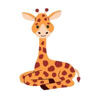 Cute giraffe calf illustration image. Use it for happy birthday invitation cards, children's book covers, banner, poster. Flat illustration. vector