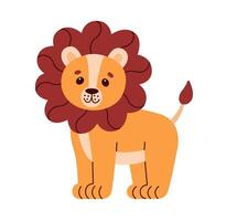 Cute lion cub illustration image. Use it for happy birthday invitation cards, children's book covers, banner, poster. Flat illustration. vector