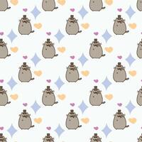 Cats And Hearts Seamless Pattern Design vector