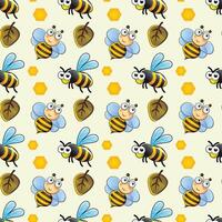 Busy Honey Bees Seamless Pattern Design vector