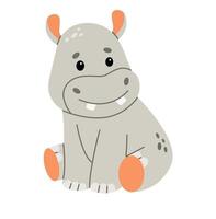 Cute hippopotamus calf illustration image. Use it for happy birthday invitation cards, children's book covers, banner. vector