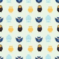 Owl Geek Seamless Pattern Design vector