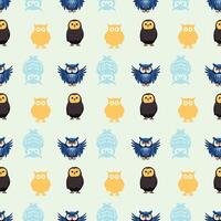 Owl Geek Seamless Pattern Design vector