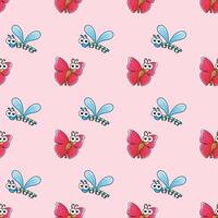 Summery Butterflies Seamless Pattern Design vector