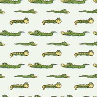 Crocodile cartoon minimal style seamless pattern vector