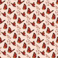 Monarch Summer Garden Seamless Pattern Design vector