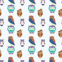 Owls On Branches Seamless Pattern Design vector