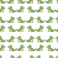 Seamless green and blue cute crocodile cartoon fabric textile pattern vector