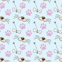 Bones And Paws Seamless Pattern Design vector