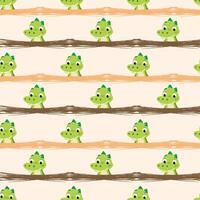 cute crocodile seamless pattern, cartoon wild animals background vector