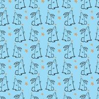 Bouncing Bunnies Blue Seamless Pattern Design vector
