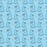 Bouncing Bunnies Blue Seamless Pattern Design vector