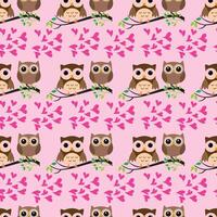 Owl Couples Seamless Pattern Design vector