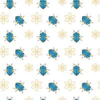 Ladybug And Flower Seamless Pattern Design vector