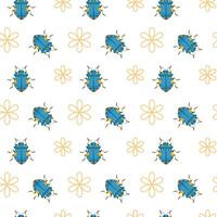 Ladybug And Flower Seamless Pattern Design vector