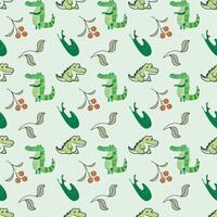 Crocodile Cute Characters Seamless-Pattern-Design vector