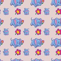 Flower-Elephants Seamless Pattern Design vector