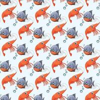 Funny Fish Seamless Pattern Design vector