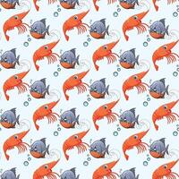 Funny Fish Seamless Pattern Design vector