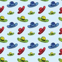 Red and green beach hats seamless pattern vector