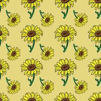 Sunflowers And Leaves Seamless Pattern Design vector