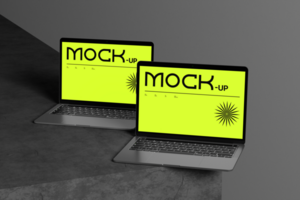 Laptop mockup device with editable obejct psd