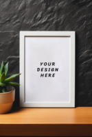 Photo frame mockup front black wall psd