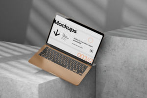 Laptop Mockup With Realistic Shadow on Minimalist Background psd