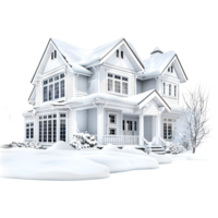 Haus bedeckt mit Schnee auf transparent Hintergrund png