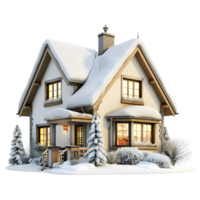 House Covered With Snow on Transparent Background png