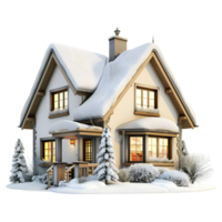 Haus bedeckt mit Schnee auf transparent Hintergrund png