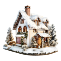 Casa coperto con neve su trasparente sfondo png