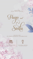 Digital Wedding Invitation Template with Foliage psd