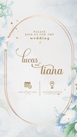 digital Boda invitación modelo con azul jacintos psd