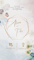 Digital Wedding Invitation Template with Foliage psd