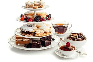 realistic Afternoon Tea isolated on white background. Clipping path included photo